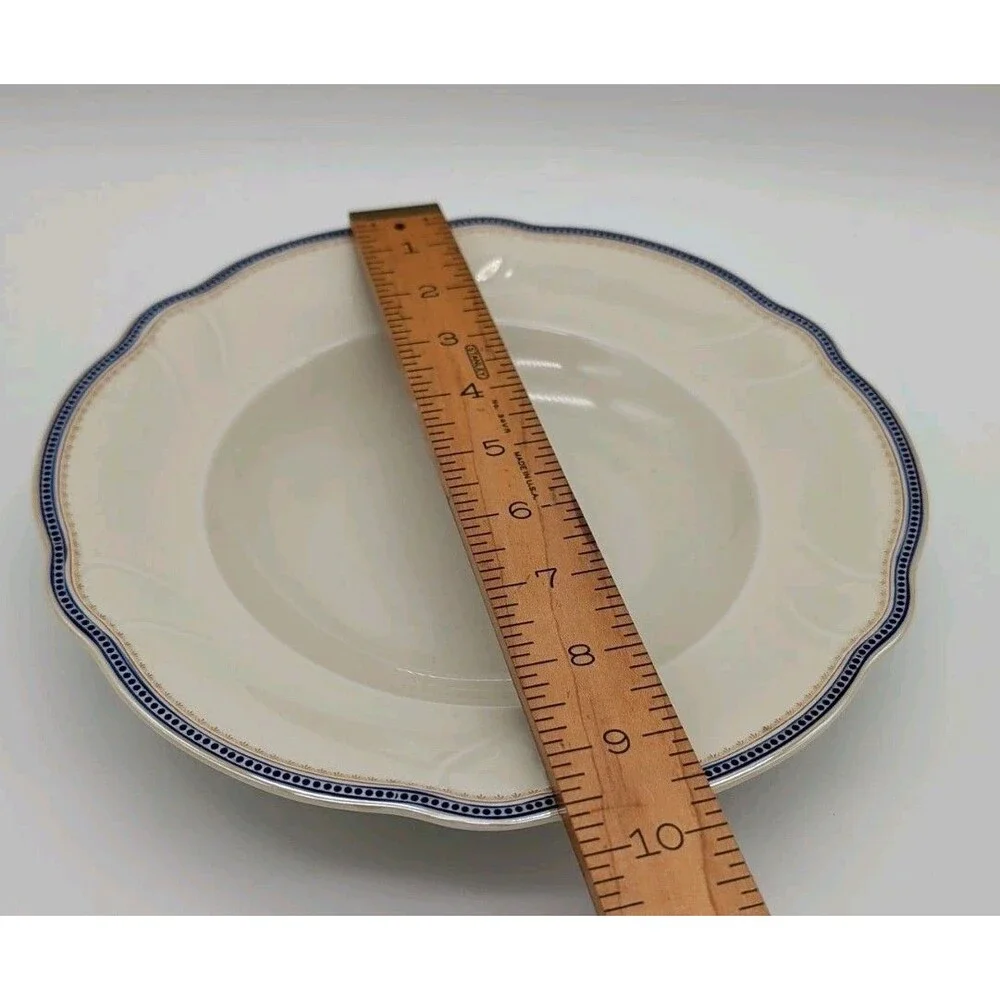 hutschenreuther selb Paul Muller Rimmed Soup Pasta Bowls Set Of 4 Blue Bands Dot